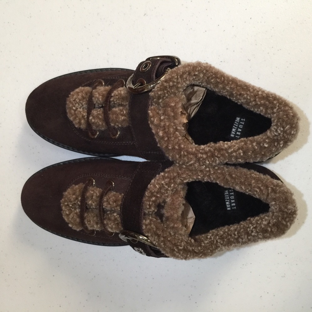 Stuart Weitzman Fur Lined Suede Shoe | Ankle Boot - Picture 8 of 16